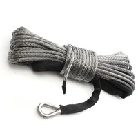 winch rope string cable synthetic with sheath gray high strength towing rope 15m 7700lbs for atv utv off road motorcycles