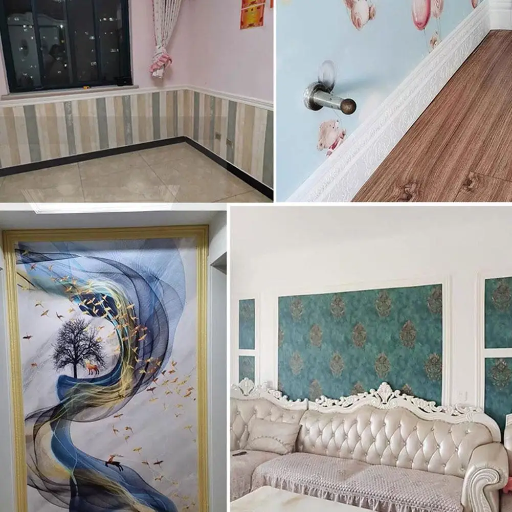 

3D Foam Wall Stickers Self Adhesive Waterproof Baseboard Room Border Home Wallpaper Wall Bedroom Sticker Living Decorations O8N4