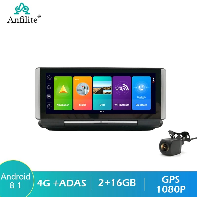 Видеорегистратор Anfilite 7 дюймов 4G Android 8 1 2 + 16 ГБ Wi-Fi GPS-навигация FHD 1080P | Автомобили и
