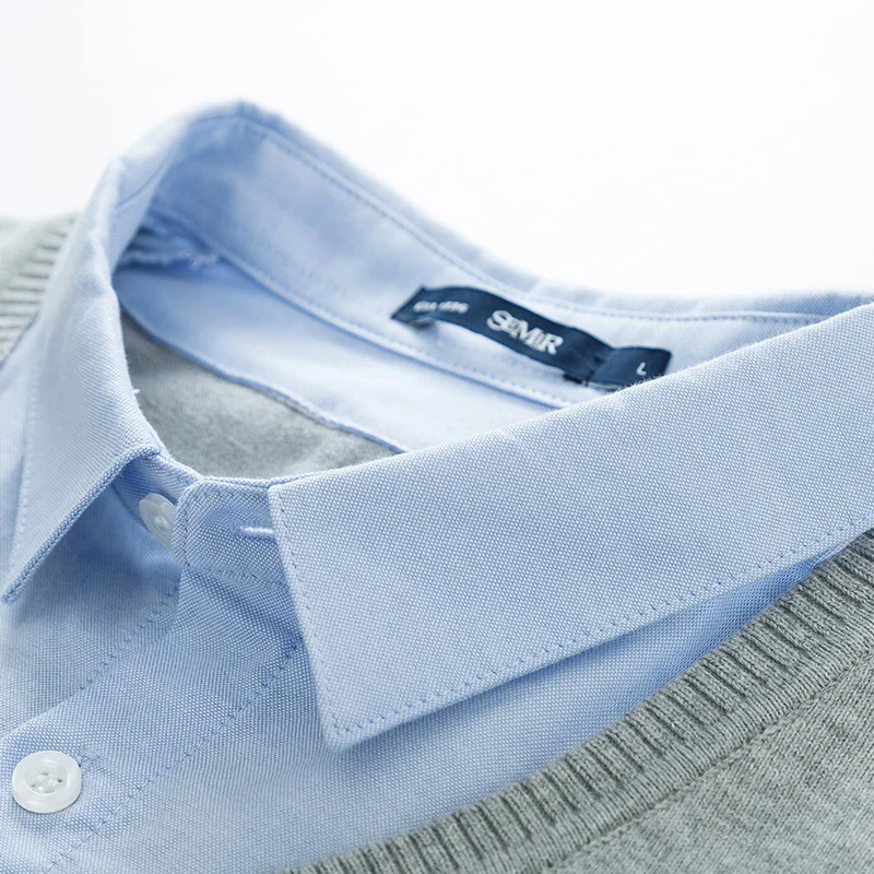 Semir свитер для мужчин Новая удобная рубашка с воротником мужской контрастный