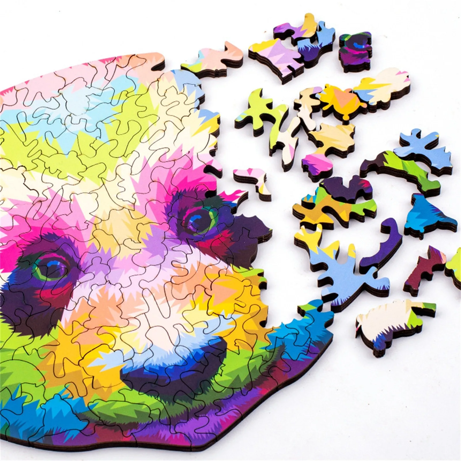 

191 Pieces Rainbow Puzzle Unique Shape Panda Wooden Puzzle Birthday Present Educational Toys Home Decoration