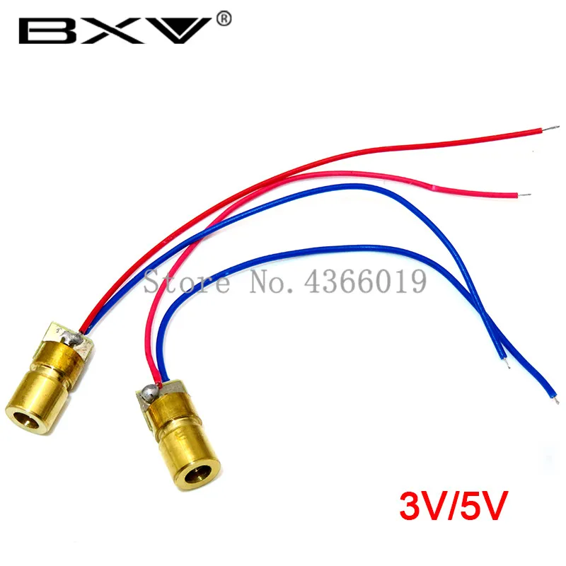 Módulo de Diodo Laser 100 Peças 650nm mm 5v 5mw Ajustável Ponto Cabeça de Cobre Vermelho Fonte de alimentação de comutação