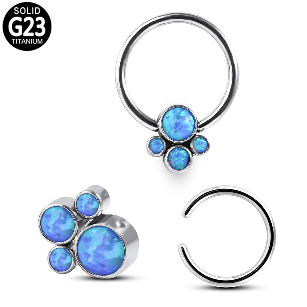 G23 Титан нос псевдо кольцо в кольца для пирсинга перегородки носа из опалового