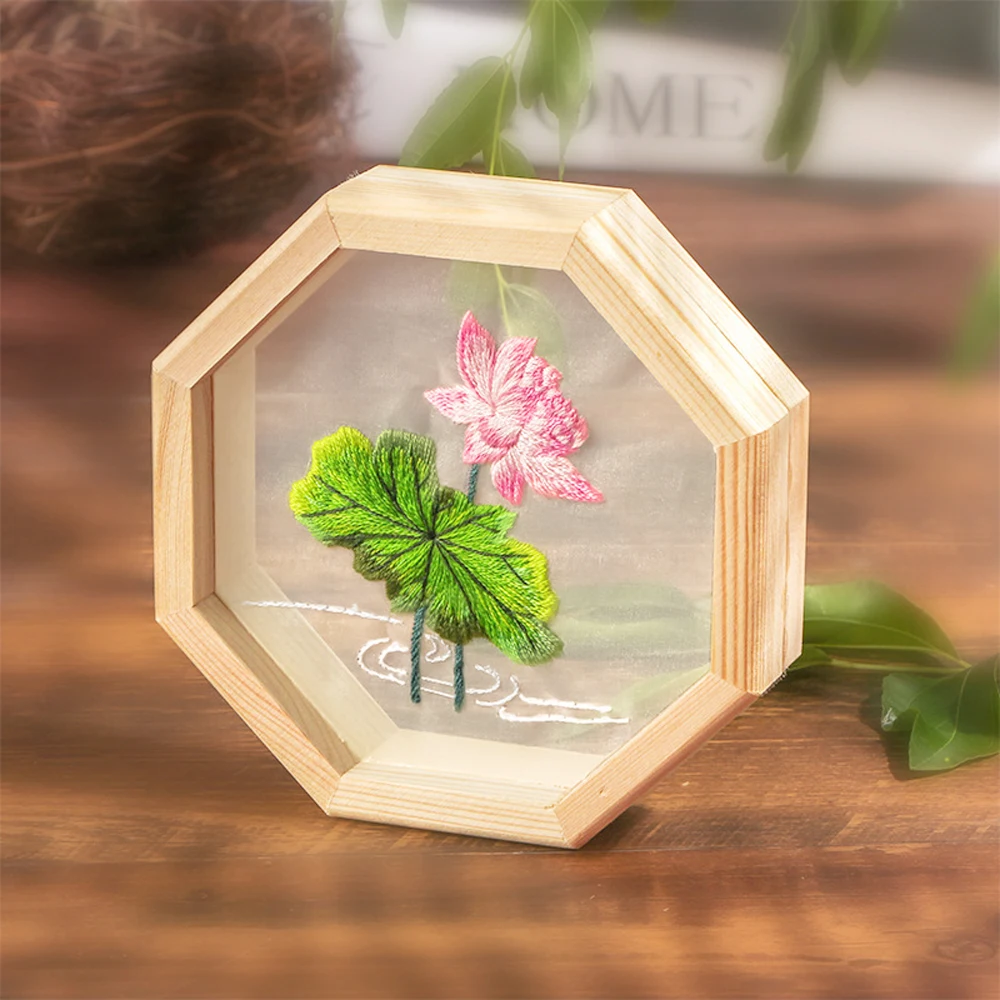 

Transparent Embroidery Kit with Fram Diy Girl Beginner Ribbon Embroideri Kits Lover Gift Adult Women Handmade Needle Arts Crafts