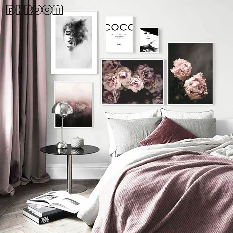 Скандинавская мода настенное искусство холст печать цветочный плакат розы