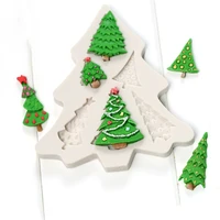 non toxic materials christmas tree shaped silicone mold cake decoration fondant cookies tools 3d silicone mould candy