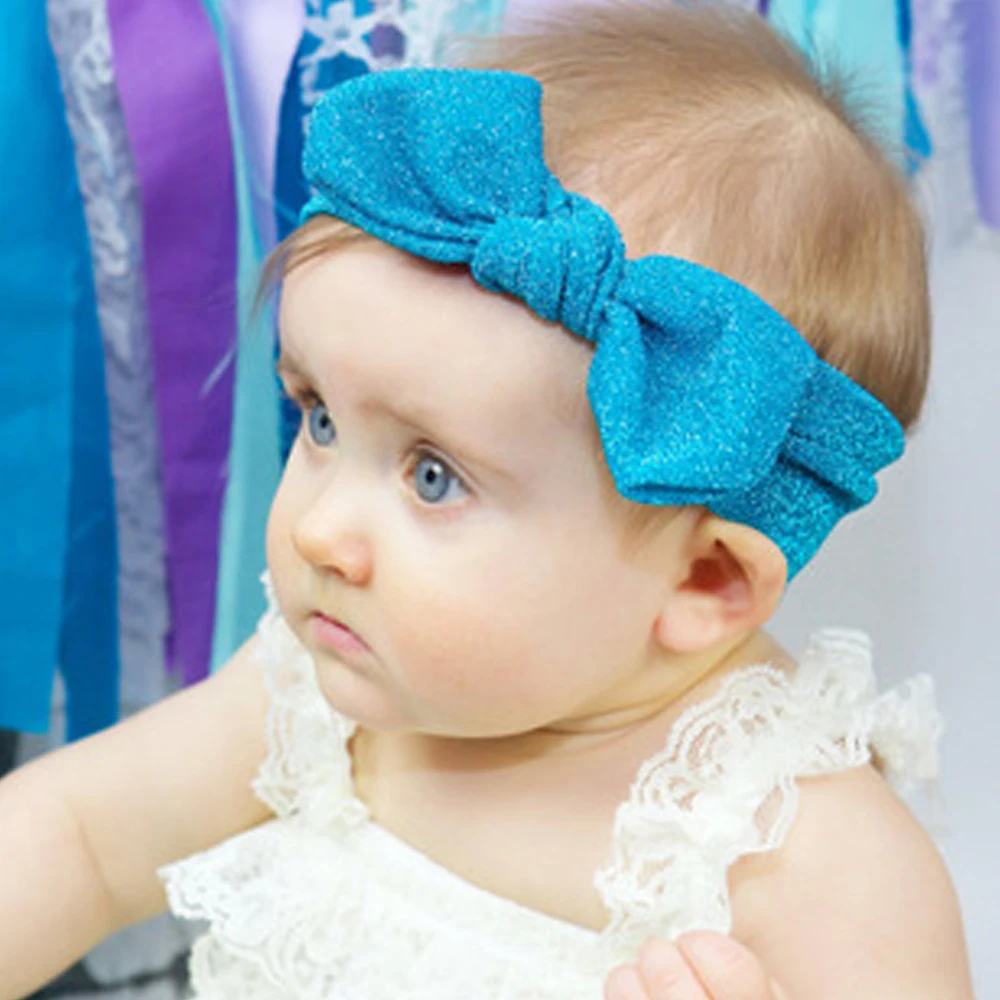 Новинка серебряные блестящие головные повязки с бантиком винтажная бархатная