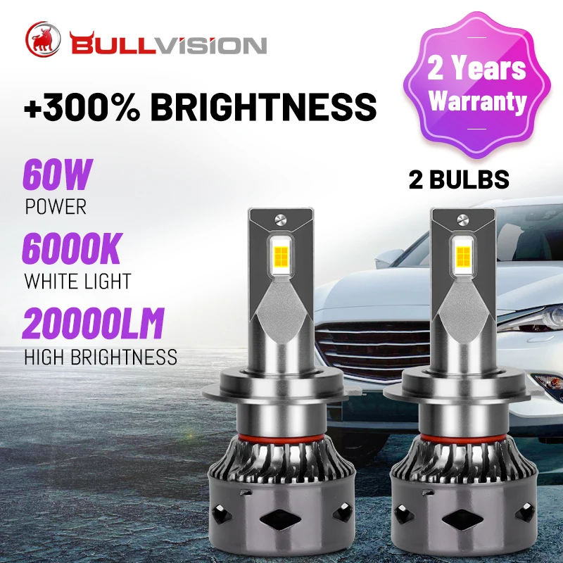 

Светодиодные фары H7 9005 лм Canbus без ошибок, светодиоды H11 H8 H9 9006 HB3 HB4, двухсторонние чипы CSP для BMW, Audi, VW, без ошибок для Lensr