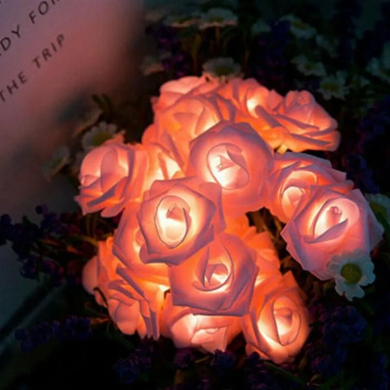 

20LED / 40 LED Pink Rose Flower Christmas Lights Holiday String Lights USB Light Valentine Wedding Party Decoration Lamp