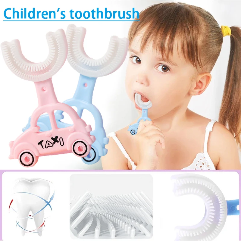 

Kid U-shaped Toothbrushes With Soft Silicone Brushes Head Manual All-round Cleaning Teeth Toothbrush For Boy & Girls Mu8669