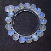 natural blue light moonstone big bracelet 10 7mm women charm stretch moonstone crystal clear round beads bracelet aaaaa