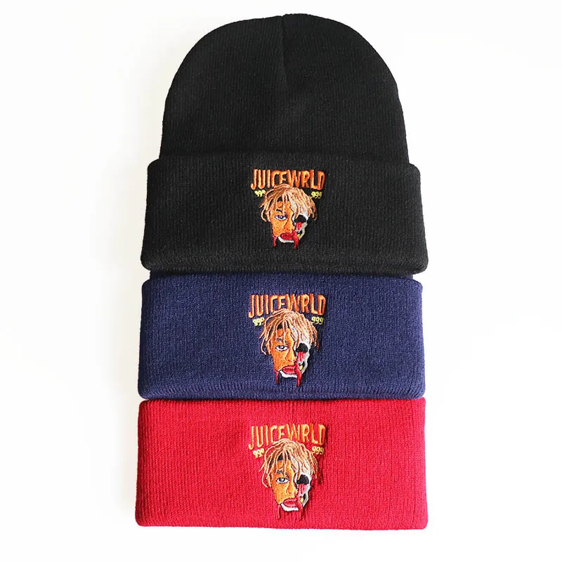 

Juice Wrld 999 Embroidery Casual Beanies For Men Women Soft Knitted Winter Hat Hip-hop Bonnet Warm Hat