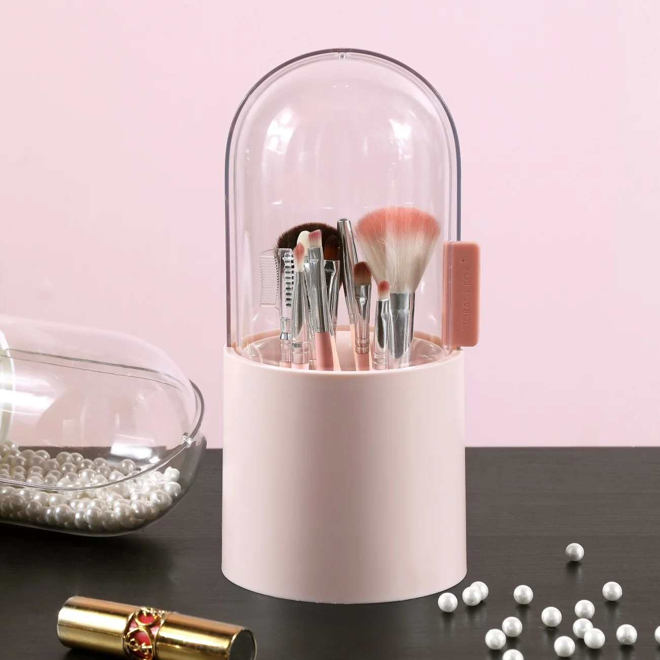 Acrylic Cosmetic Organizer Box Transparent Rotating Makeup Brush Case Nail Polish Lipstick Holder Eyebrow Pencil Storage Tube |