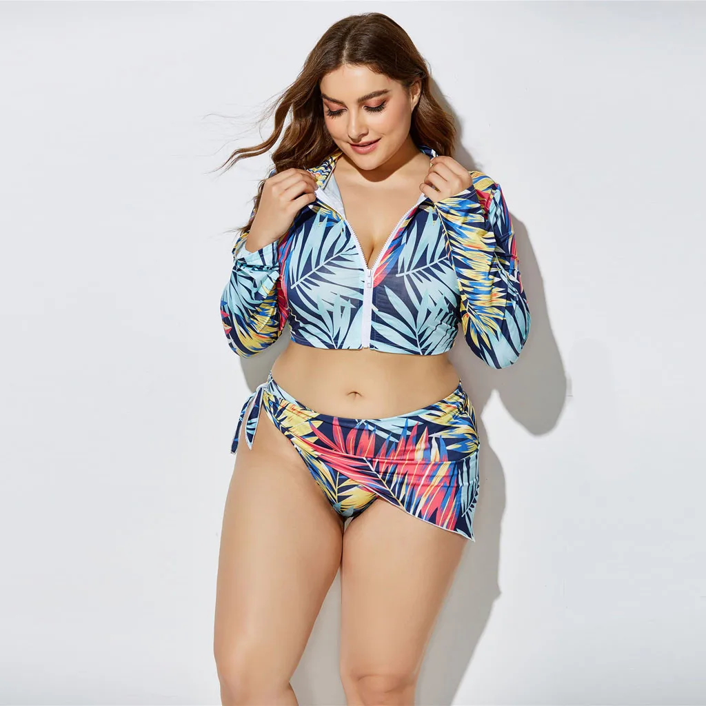 Фото women Three-Piece Set Suit long sleeve Print Split swimwear High Waist swimsuit Rash Guard Wetsuit surfing suit beachwear zipper Спорт и women Three-Piece Set Suit long sleeve Print Split swimwear High Waist swimsuit Rash Guard Wetsuit surfing suit beachwear zipper Спорт и