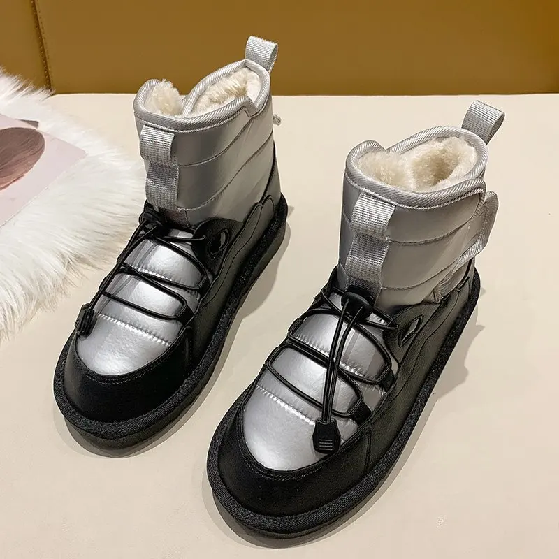 

2022 Winter New Fashion Outdoor Furry Waterproof Women Fur Short Boots Women's Warm Snow Boots Elastic Band Flat Ankle Boots