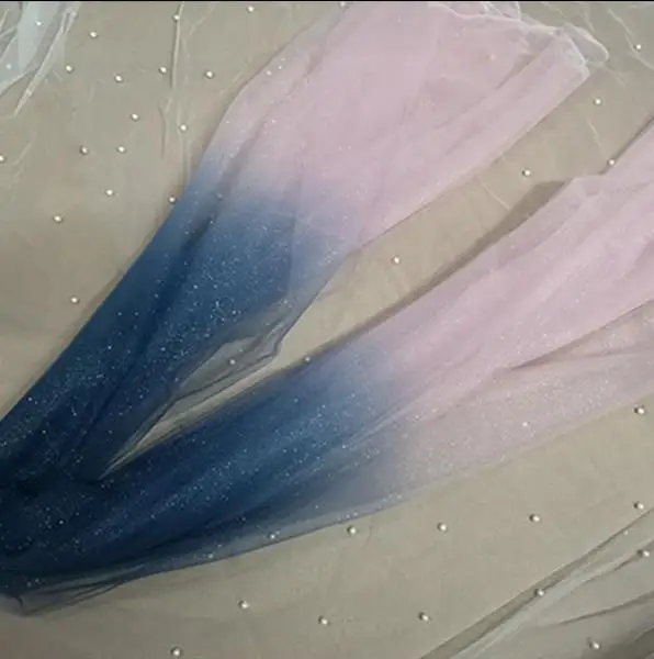 100*150cm Gradient Blue Pink Bronzed Fabric Lace Mesh Starry for Wedding Dresses Performance Fahion Clothing | Дом и сад