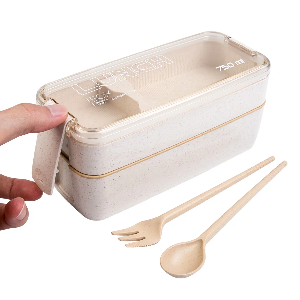 750 мл здоровый Материал 2 Слои Коробки для обедов пшеничной соломы Bento Коробки микроволновая печь посуда Еда контейнер для хранения Коробки для обедов ланч бокс ланчбокс контейнер для еды термос для еды