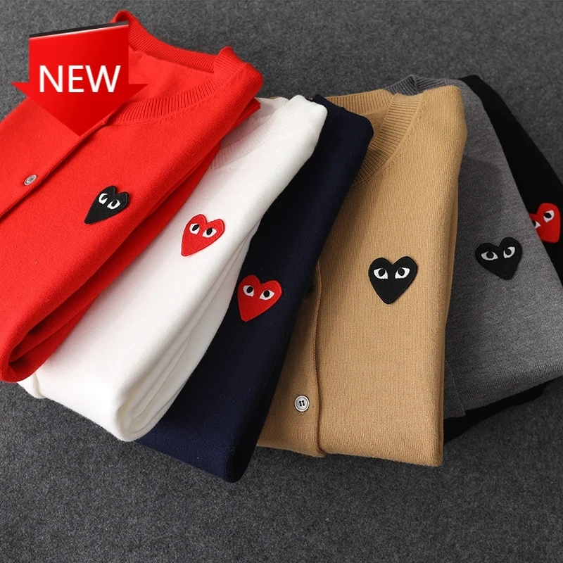 

Embroidery Love-Heart Cardigan loose Solid Women and Men Cashmere Sweater Knitting Cardigans Long Sleeve Lover Couple Cashmere