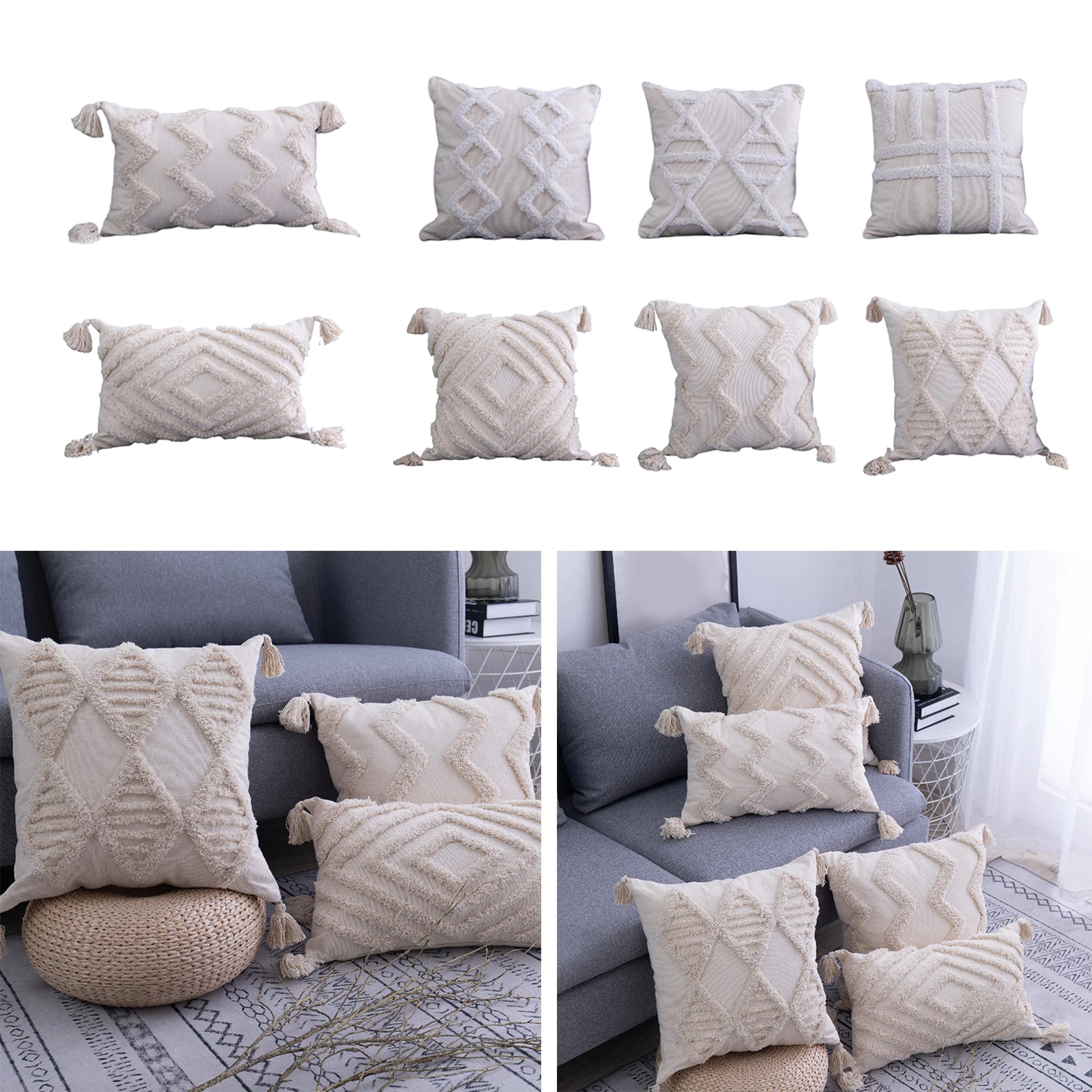 

Handmade Woven Tufted Cushion Cover Tassels Home Decor Throw Pillow Cover 45x45cm 30x50cm Sofa PillowCase Pillow Sham for Sofa