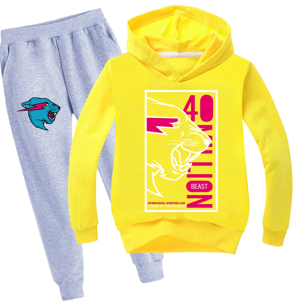 Cartoon Sweatshirt Fall Outdoor Sports Two-Piece Hoodies + Pants Boys And Girls Streetwear Kids Casual Pullover Teen Coat 3T-15T