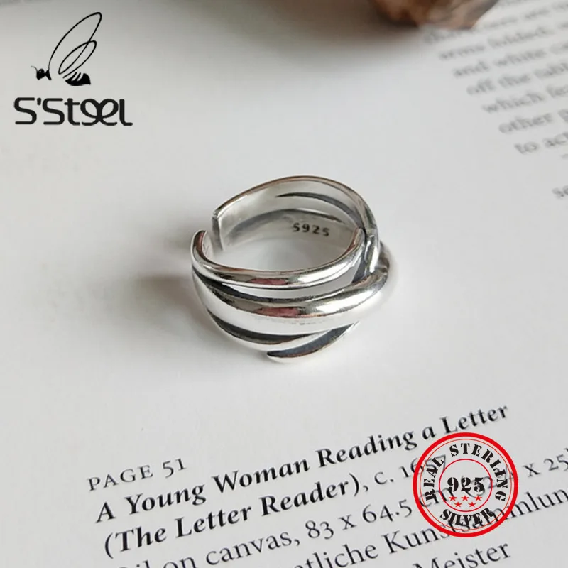 

S'STEEL 925 Sterling Silver Rings Gifts For Women Resizable Ring Anillos Plata Para Mujer Party Ringen Bizuteria Fine Jewelry