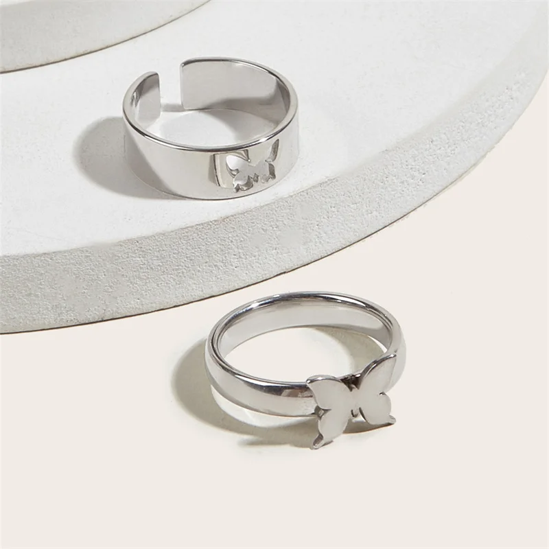 

2021 new style simple fashion trend butterfly couple ring jewelry anillos acero inoxidable mujer anillos aesthetic
