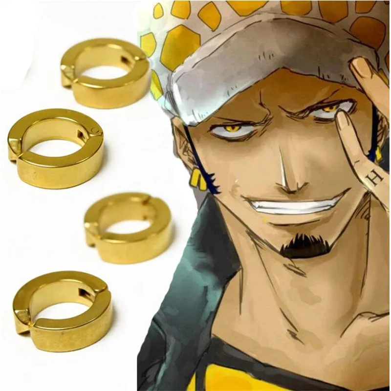 Популярные серьги из нержавеющей стали CosplayTrafalgar Law без проколов стальные цельные