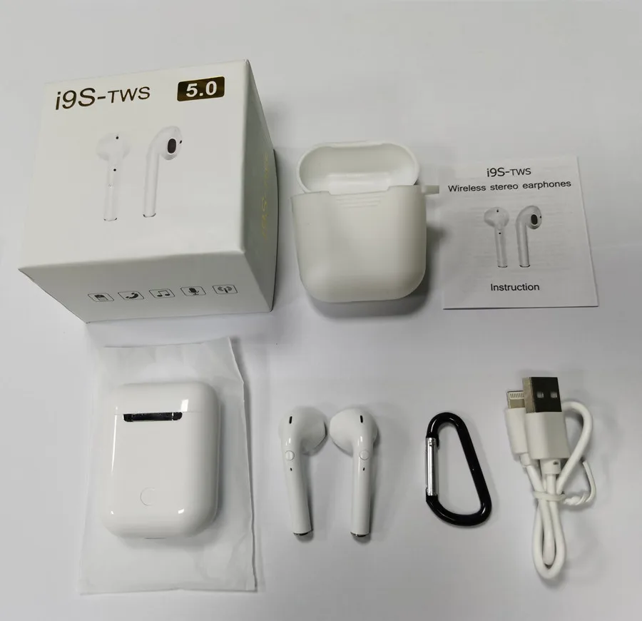 White Хит, i9s TWS, мини беспроводные наушники Bluetooth 5,0, стерео наушники, Спортивная гарнитура с микрофоном, зарядная коробка для iPhone, всех смартфонов - Цвет: White