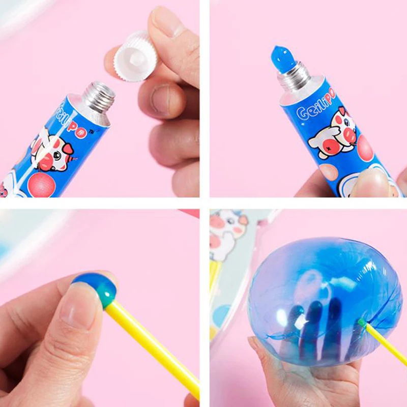 

3pcs/set Safe Magic Bubble Glue Toy Blowing Colorful Bubble Ball Plastic Space Balloon