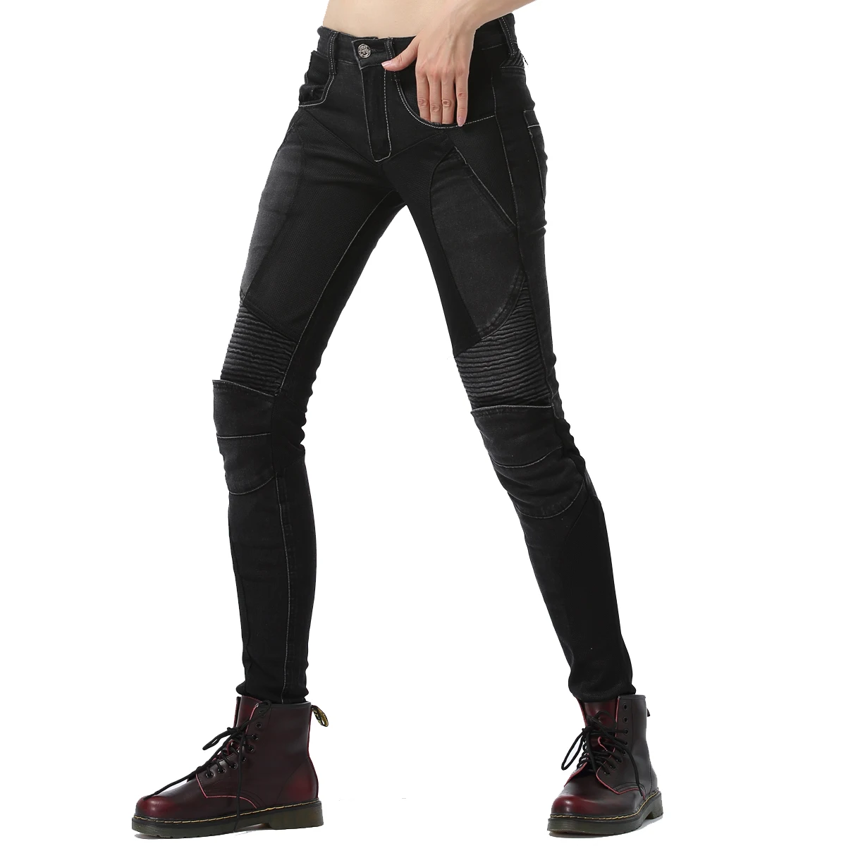 Женские спортивные джинсы бронированный CE сетчатый воздушный штаны для