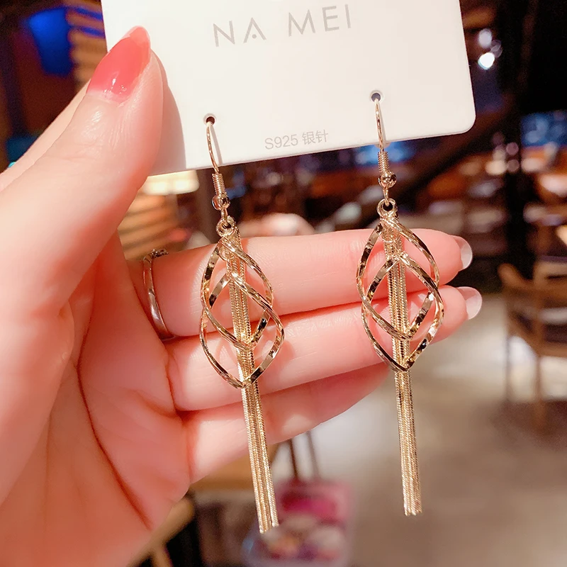 

2021 New Crystal Trendy Water Drop Women Dangle Earrings Korean Style Earring Long Tassel Earrings For Women Elegant Jewelry