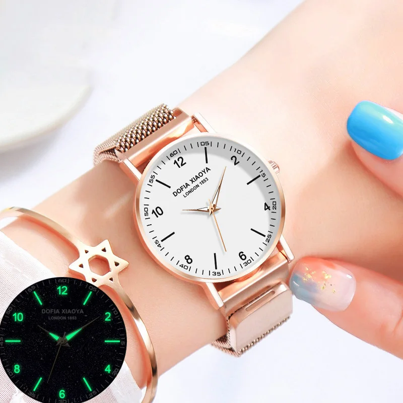 Креативные женские часы магнит звездное небо светящиеся 2019 наручные из