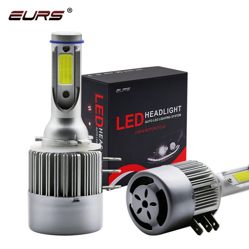 

EURS 2PCS C6 H15 LED Car Headlight Canbus Hi/Low Beam 12V 8000LM 6500K Lamp C6 LED Auto headlamp Bulb COB Chips Car Styling