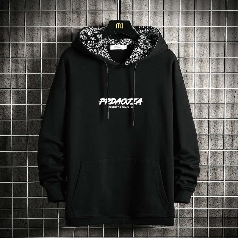 

Мужской пуловер с длинным рукавом, черный/зеленый свитшот в стиле хип-хоп, одежда для улицы, осень-весна 2021