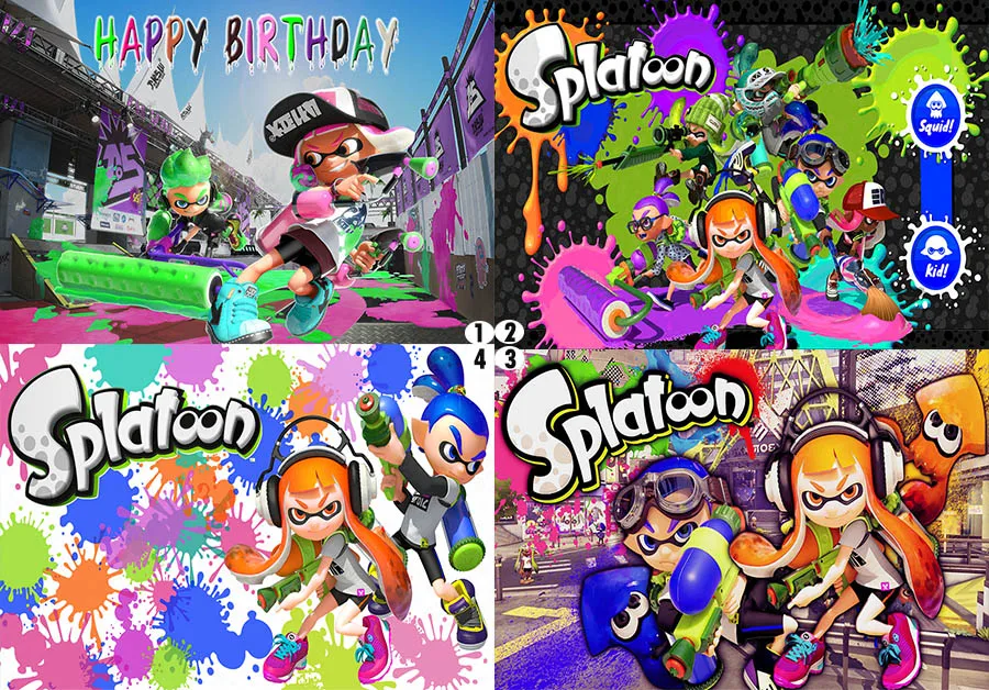 Фотофон Splatoons Детский День Рождения фотография Фон красочные граффити фото фон
