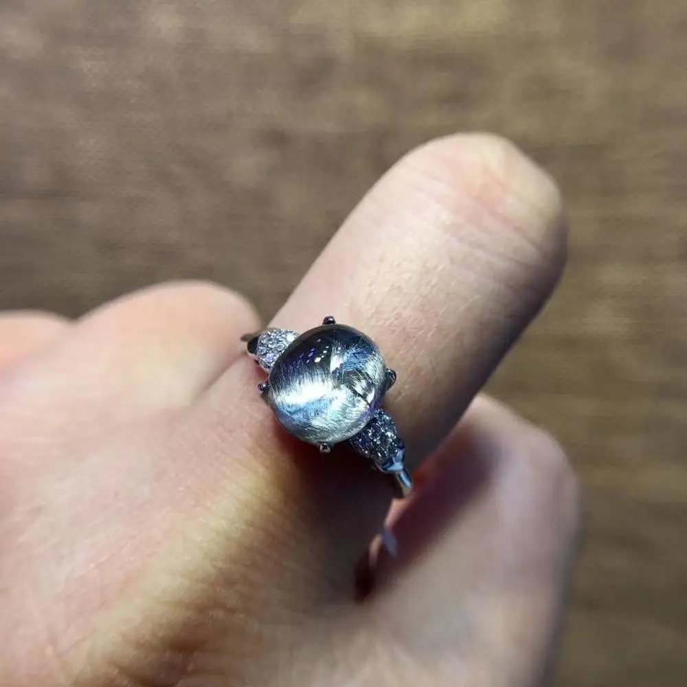 Регулируемое кольцо из натурального брукита Платинового серебра