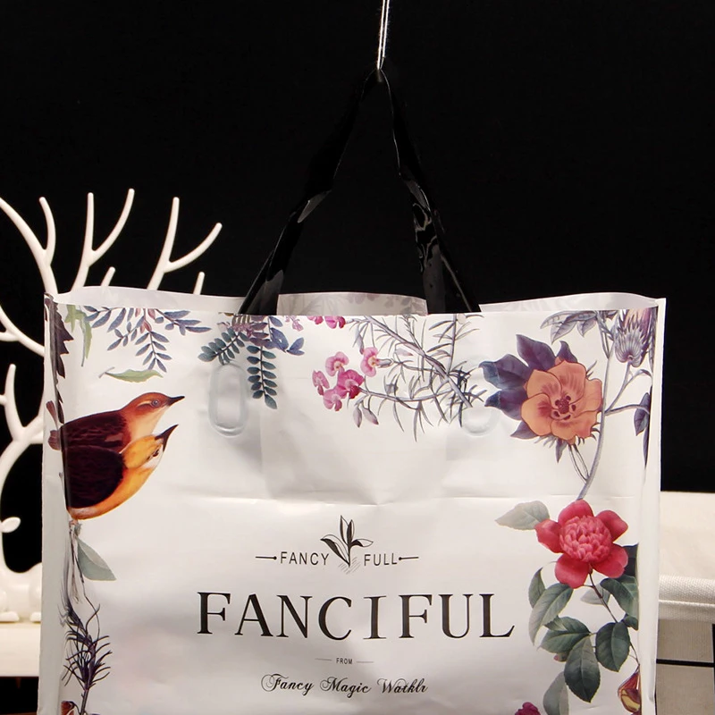 48 шт белый цветок и птица шаблон одежды сумка черная ручка большой емкости