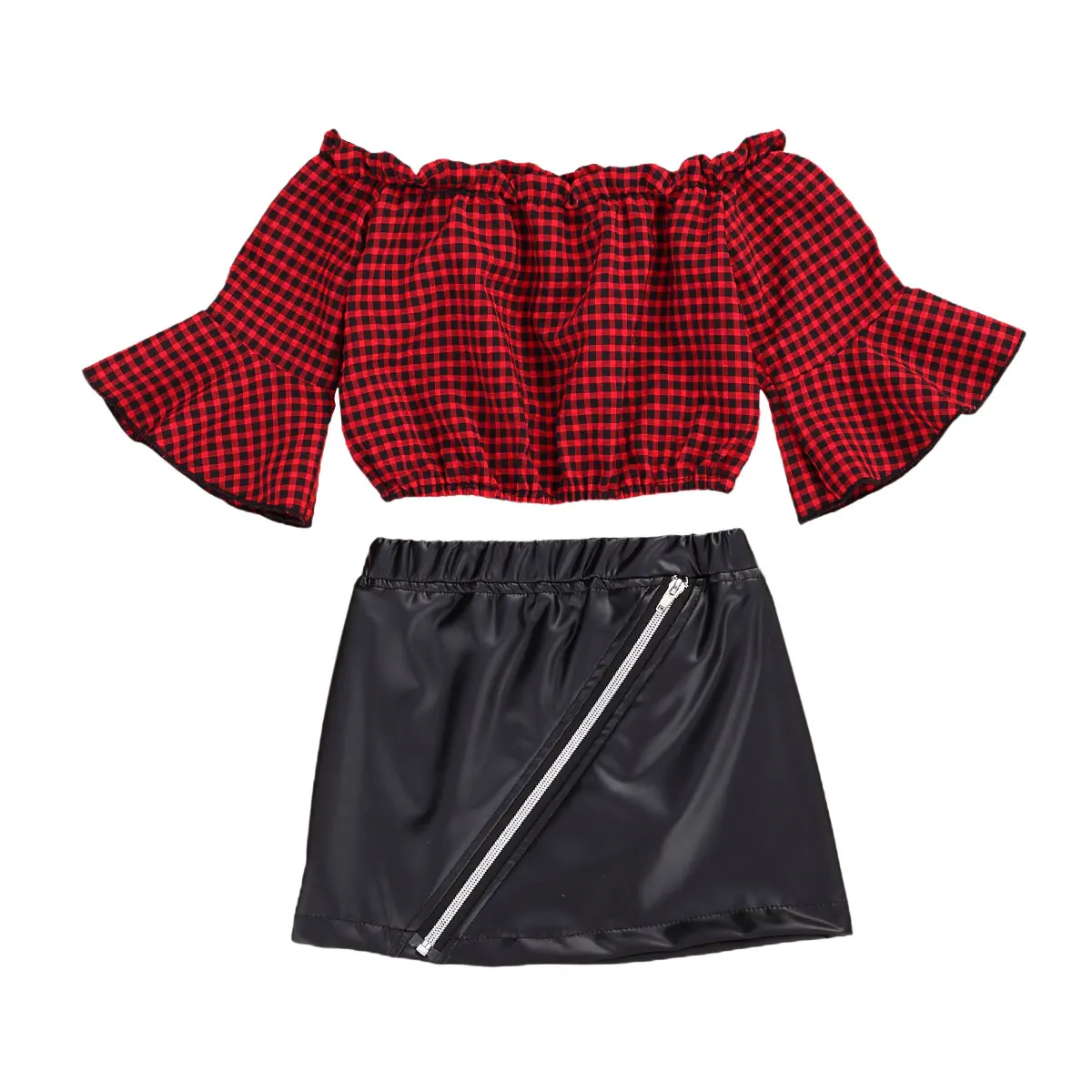 Комплект летней одежды из 2 предметов для маленьких девочек блузка в клетку с