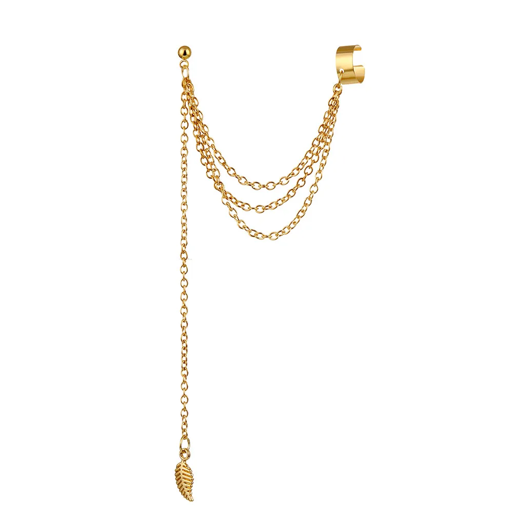 

clipes jias moda personalidade metal clipe de orelha folha borla brincos para presente feminino pendientes orelha manguito preso