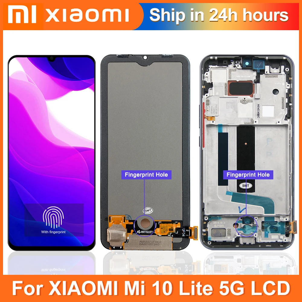 

ЖК-дисплей качества AAA для Xiaomi Mi 10 Lite с рамкой, сенсорный экран с дигитайзером M2002J9G, ЖК-дисплей для Xiaomi Mi 10 Lite, Детская сборка