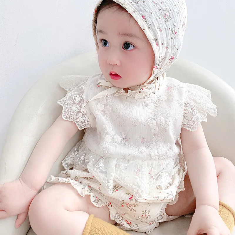 

0-3T Newborn Kid Baby Girl Flower Clothes Summer Short Sleeve Lace Floral Romper Elegant Cute Princess Body suit Outfit Jumpsuit