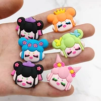 dropshipping 1pcs cute east girl pvc shoe charms accessories diy shoes buttons decoration jibz for croc charms kids gift