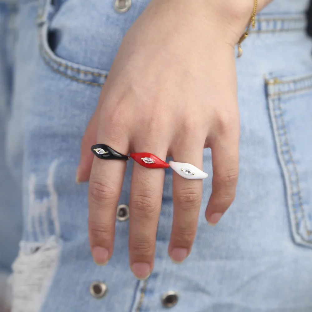 2020 новый дизайн красный черно белый эмалированный Овальный Форма Cz вымощенное