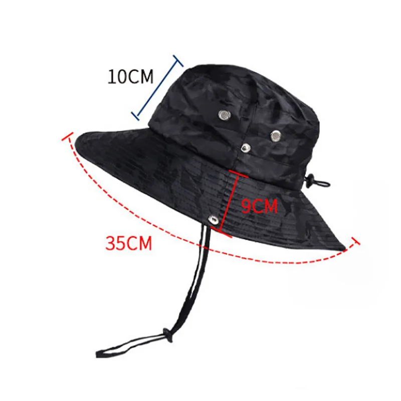 

Men's Bucket Hat Outdoor Fishing Wide Brim Breathable Mesh Cap Beach Hats Camouflage Anti-UV Sun Fashion Summer Cap