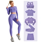 Женский спортивный костюм для йоги, бесшовный спортивный костюм из 234 предметов, леггинсы с высокой талией и укороченный Топ с длинным рукавом