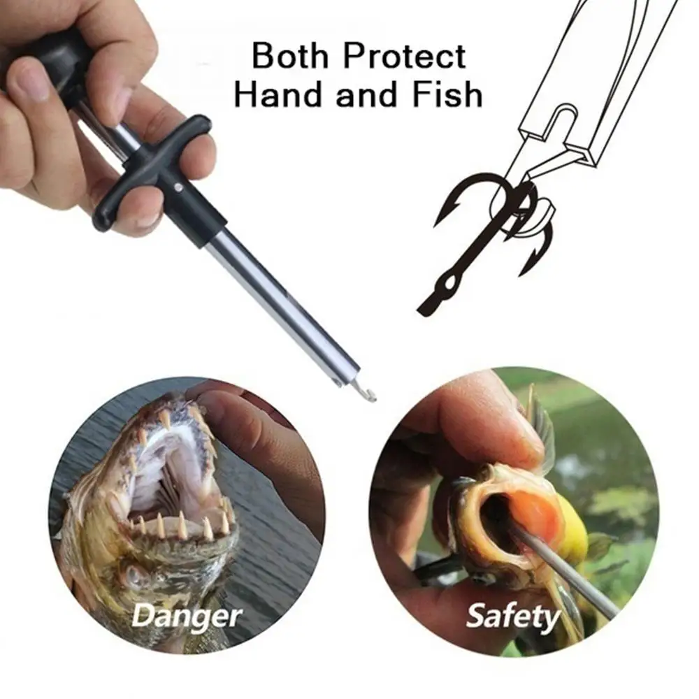 

Fishing T-Handle Extractor T Shape Hook Removers Removal 17x7.5x3cm Aluminum & ABS Handle Stainless Steel Hook