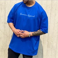 2022 new mens loose size t shirt summer casual cotton fashion gyms bodybuilding fitness tops male o collar breathable clothing
