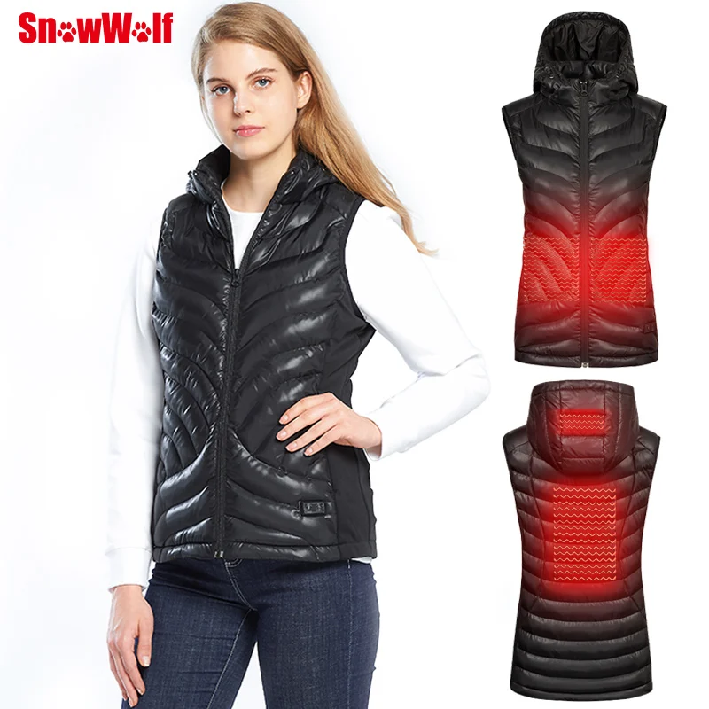 Женский жилет с капюшоном Snowwolf утепленный Электрический подогревом на