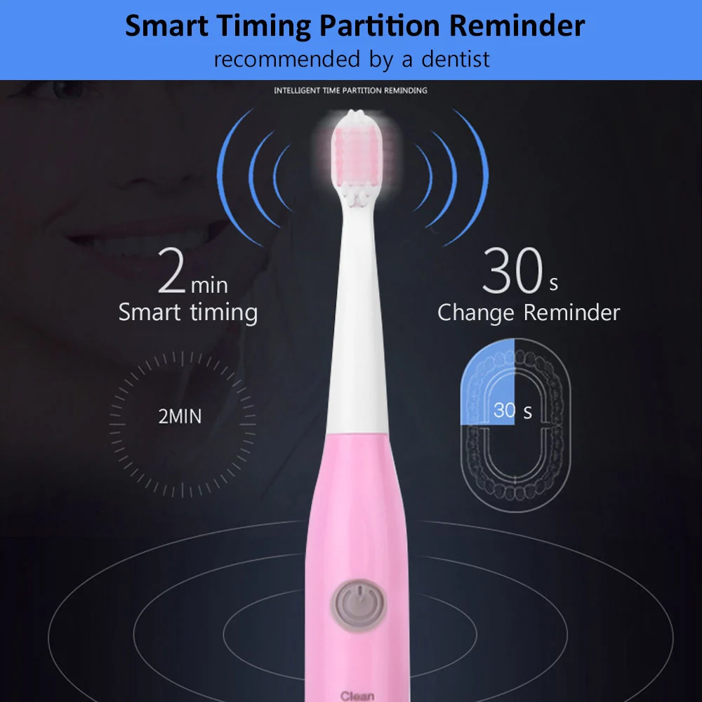 

5 Modes Oral Care Hygiene Electric Toothbrush Whitening Ultrasonic Vibration Waterproof Rechargeable Replace ToothBrush Heads