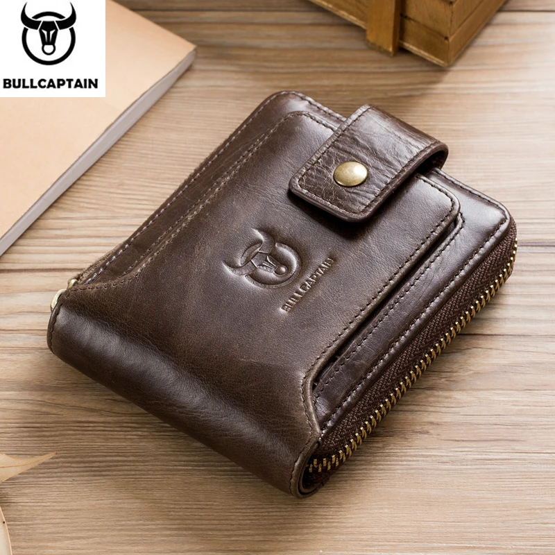 BULLCAPTAIN, натуральная кожа, RFID кошелек, сумка для мужчин, модный органайзер, портмоне, карманы, тонкий, на молнии, зажим, кошелек, держатель для карт